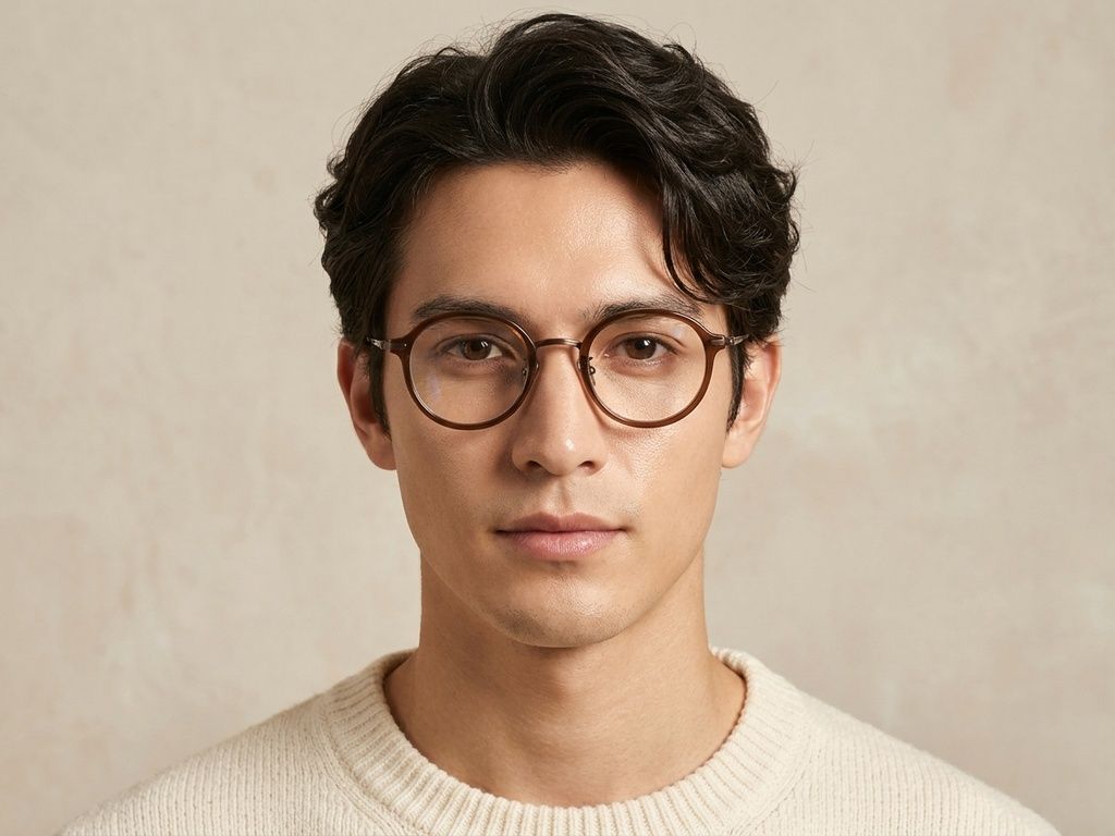 Oval Brown Titanium Glasses #BS0218-0215