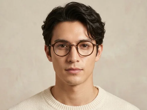 Lunettes ovales en titane brun #BS0218-0215