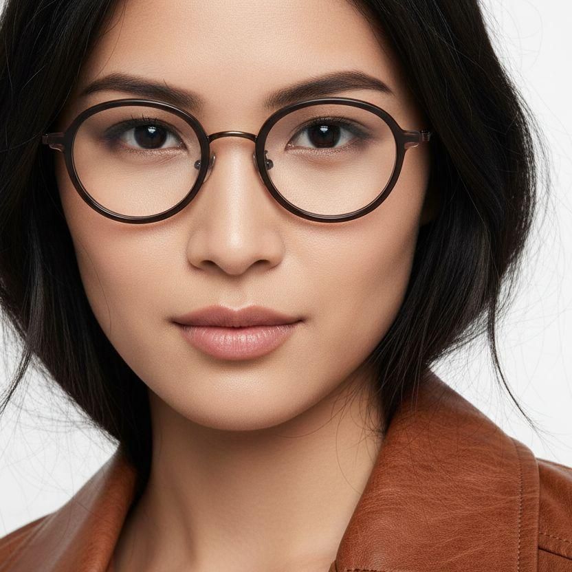 Oval Brown Titanium Glasses #BS0218-0215