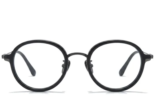 Oval Black Titanium Glasses #BS0218-0216