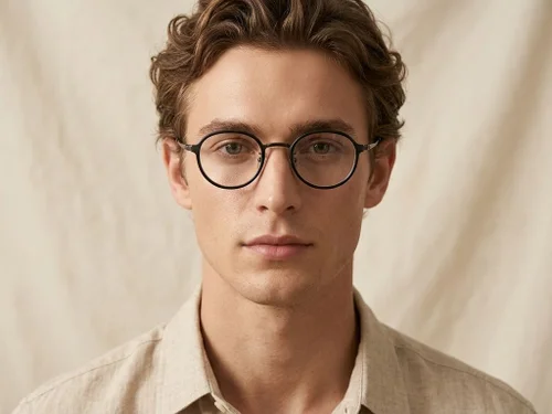 Oval Black Titanium Glasses #BS0218-0216