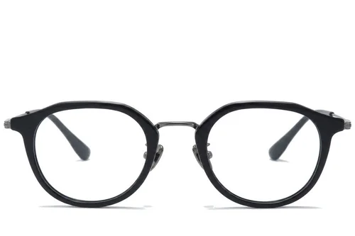 Lunettes ovales en titane noir #BS0218-0217