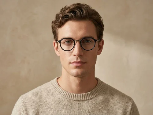 Lunettes ovales en titane noir #BS0218-0217