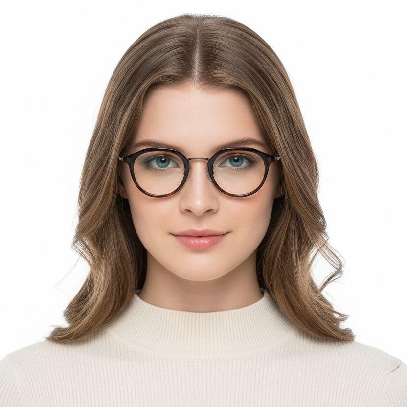 Oval Tortoiseshell Titanium Glasses #BS0218-0218