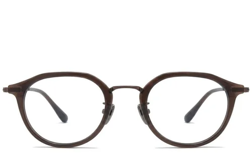 Lunettes ovales en titane brun #BS0218-0219