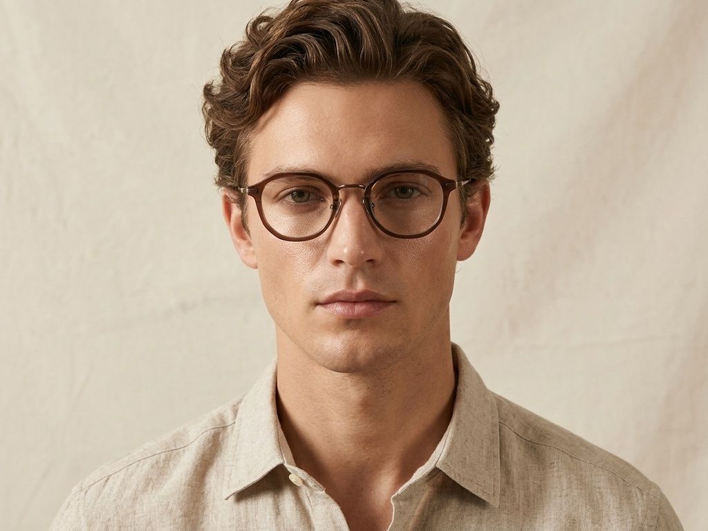 Gafas ovaladas de titanio marrón #BS0218-0219