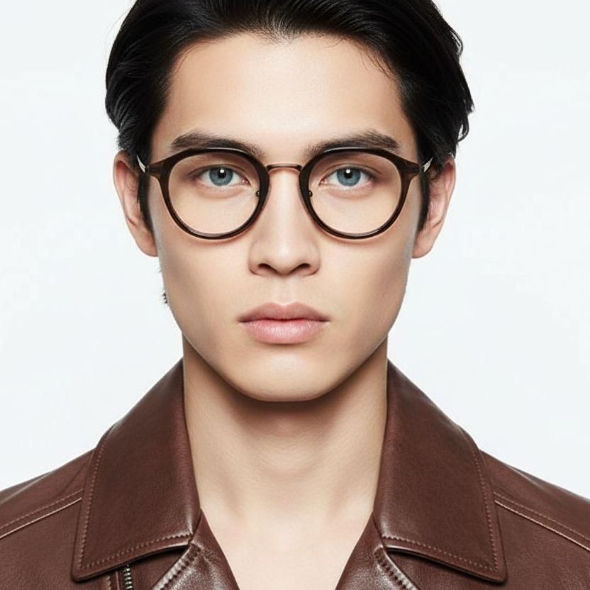 Ovale braune Titanbrille #BS0218-0219