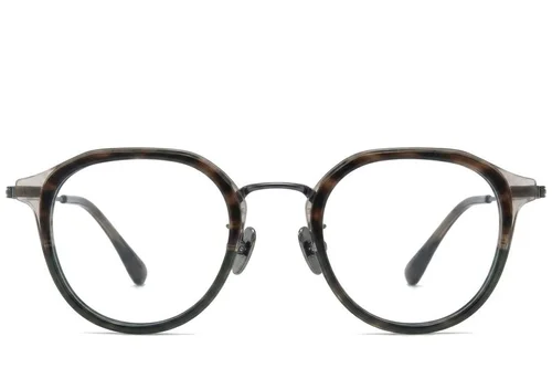 Lunettes ovales en titane gris #BS0218-0220