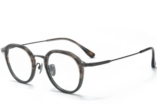 Lunettes ovales en titane gris #BS0218-0220