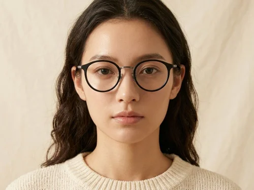 Lunettes ovales en titane noir #BS0218-0221