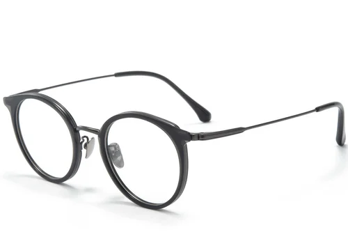 Lunettes ovales en titane noir #BS0218-0223