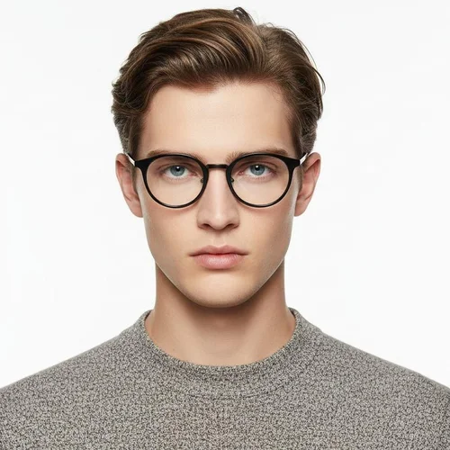 Lunettes ovales en titane noir #BS0218-0223