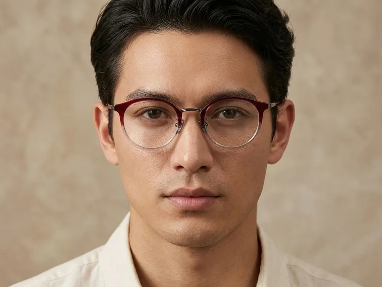 Oval Red Titanium Glasses #BS0218-0224