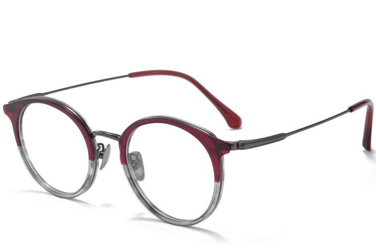 Oval Red Titanium Glasses #BS0218-0224