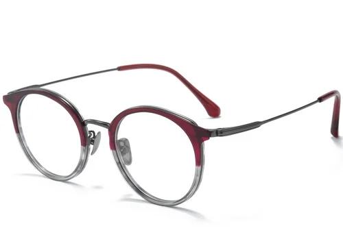 Lunettes ovales en titane rouge #BS0218-0224