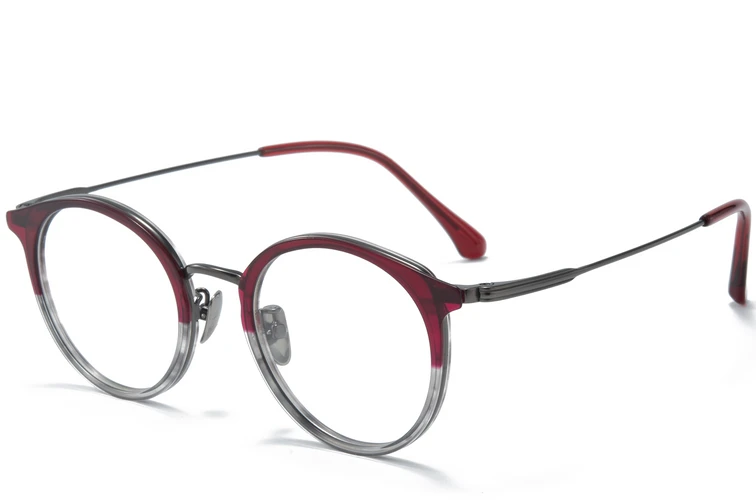 Lunettes ovales en titane rouge #BS0218-0224