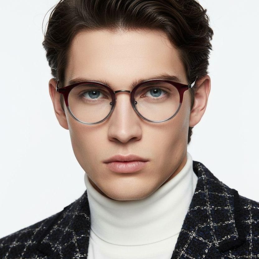 Oval Red Titanium Glasses #BS0218-0224