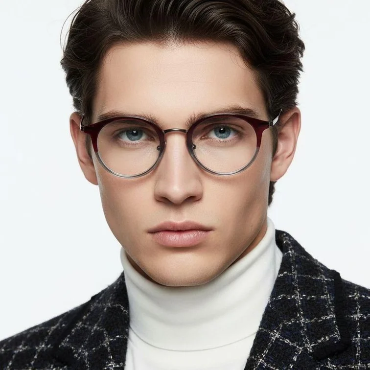 Oval Red Titanium Glasses #BS0218-0224