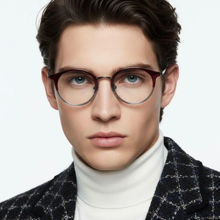 Lunettes ovales en titane rouge #BS0218-0224