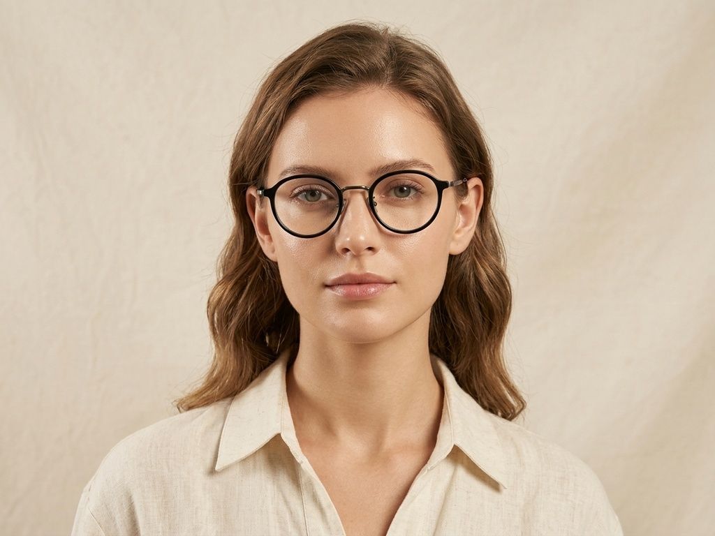 Oval Black Titanium Glasses #BS0218-0225