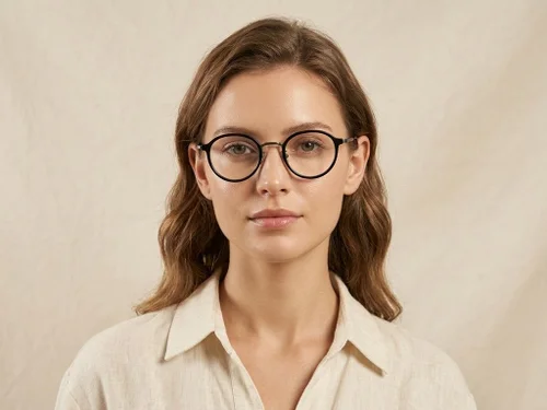 Lunettes ovales en titane noir #BS0218-0225