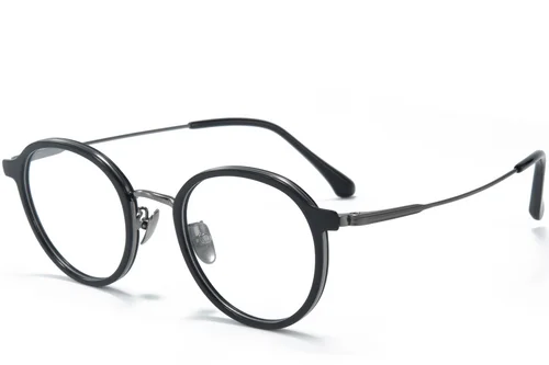 Lunettes ovales en titane noir #BS0218-0225