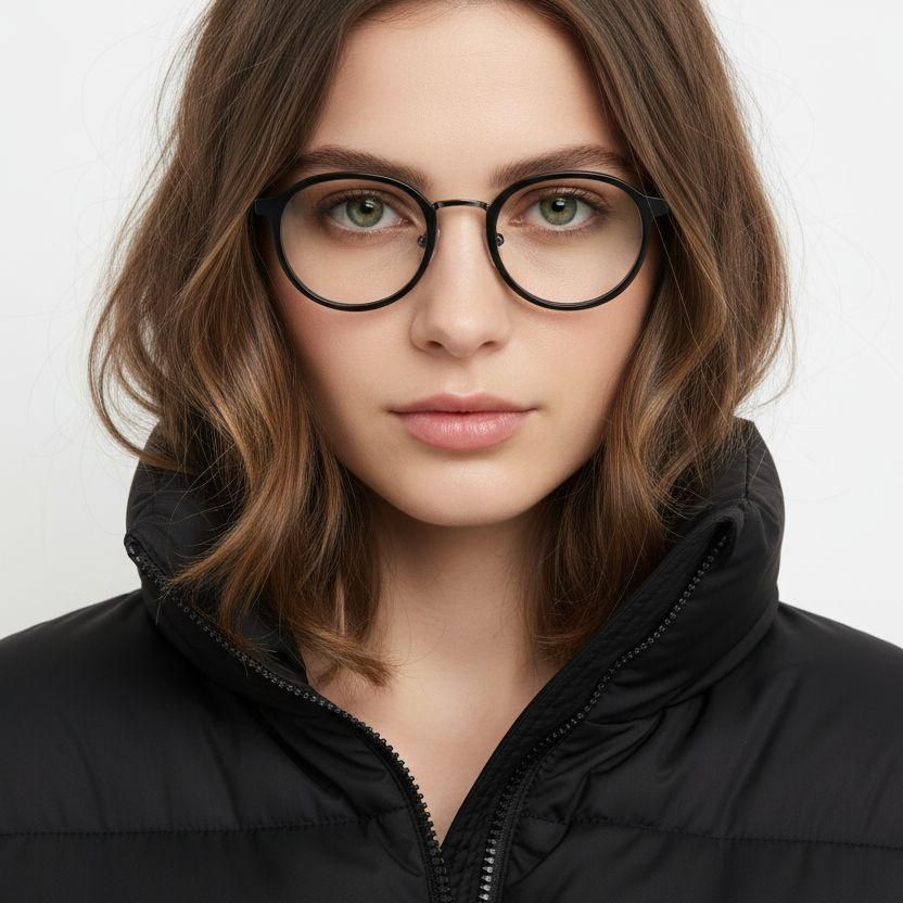 Gafas ovaladas de titanio negro #BS0218-0225