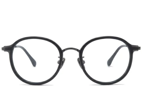 Lunettes ovales en titane noir #BS0218-0227