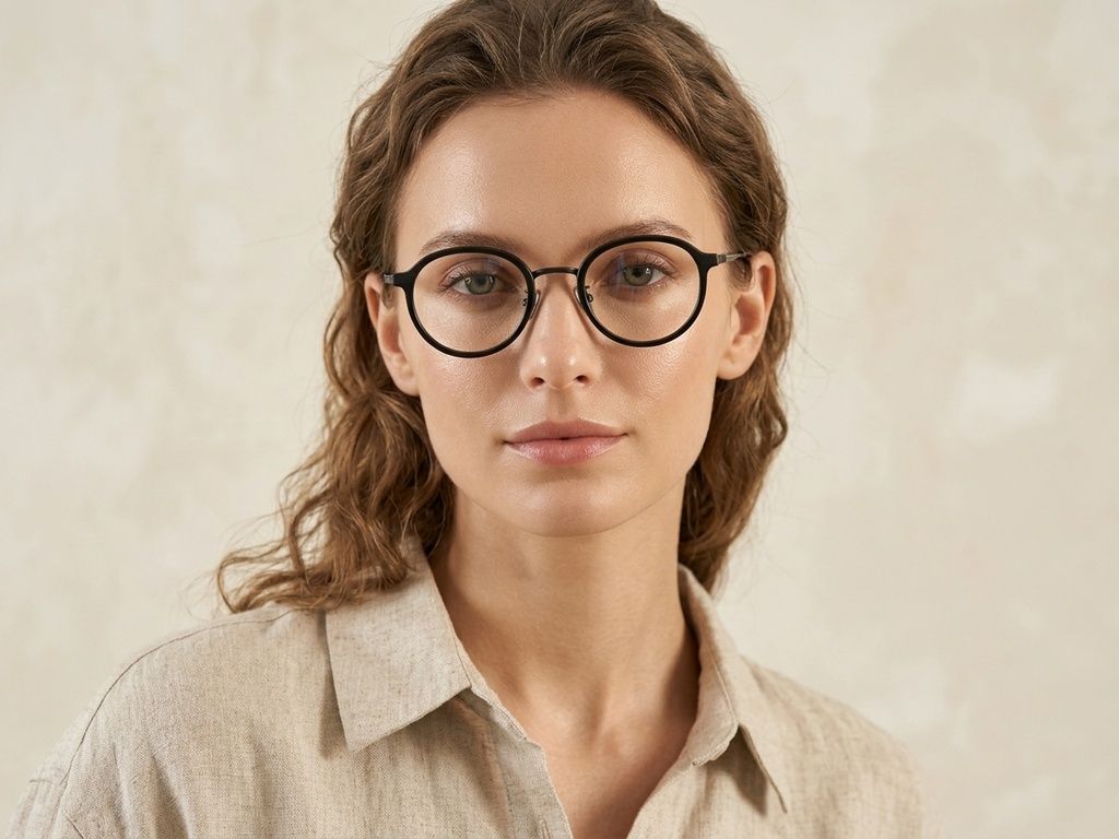 Oval Black Titanium Glasses #BS0218-0227