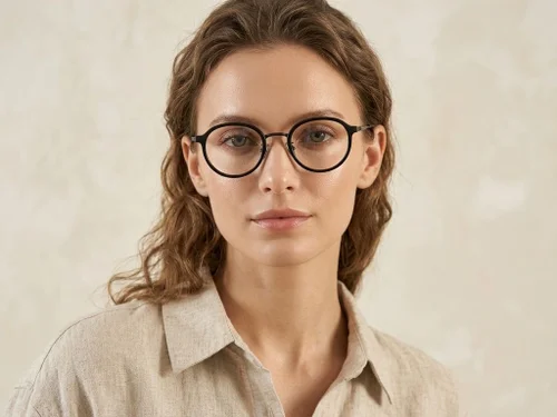 Lunettes ovales en titane noir #BS0218-0227