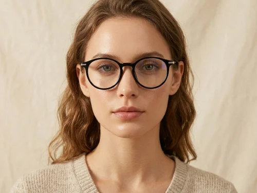 Lunettes ovales en titane noir #BS0218-0229