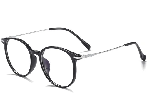 Lunettes ovales en titane noir #BS0218-0229