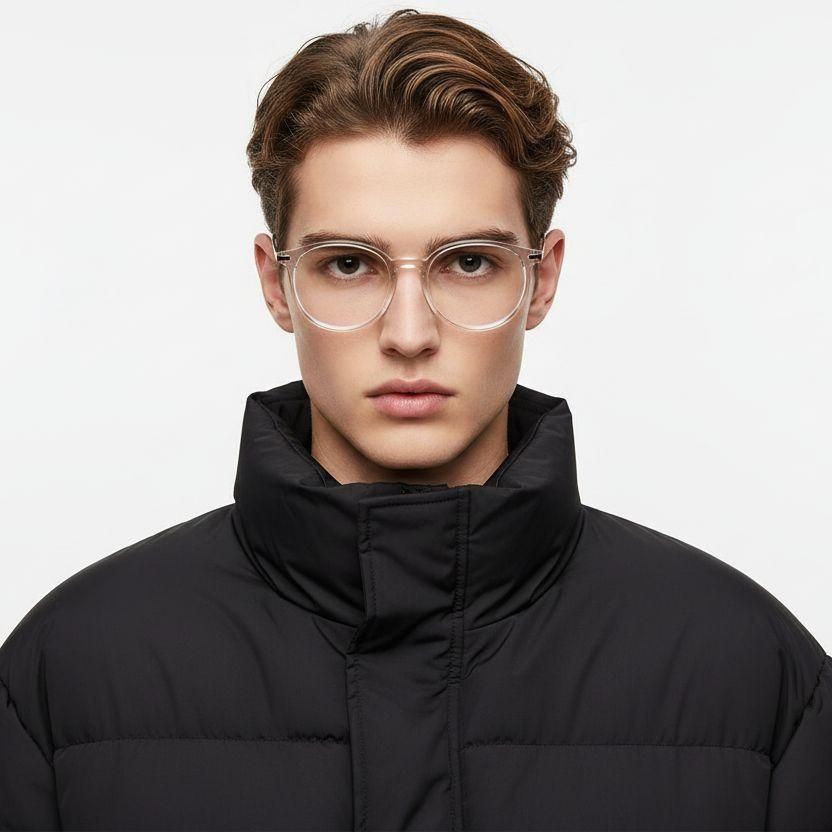 Gafas ovaladas de titanio marrón #BS0218-0235