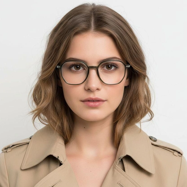 Lunettes géométriques en titane gris #BS0218-0238