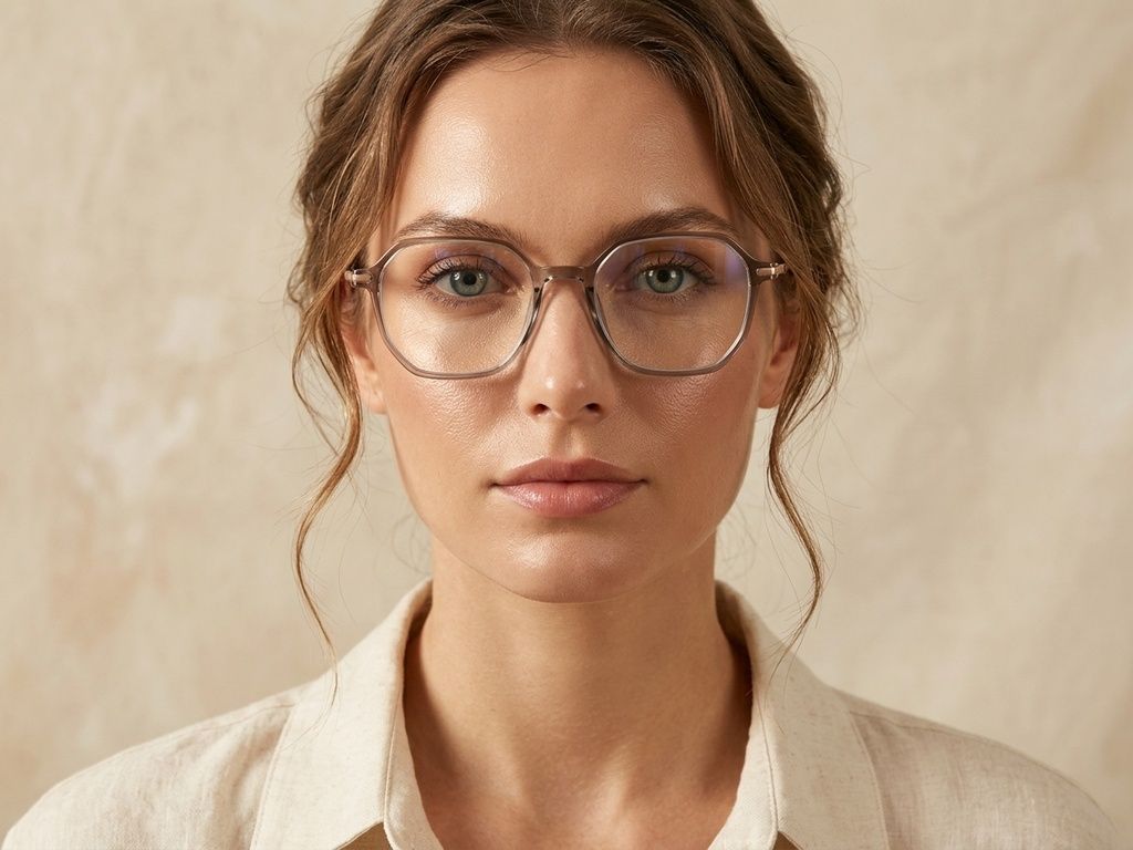 Gafas geométricas de titanio marrón #BS0218-0240