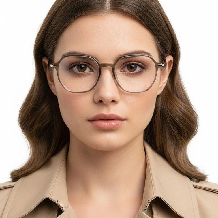 Occhiali in titanio marrone con geometria #BS0218-0240