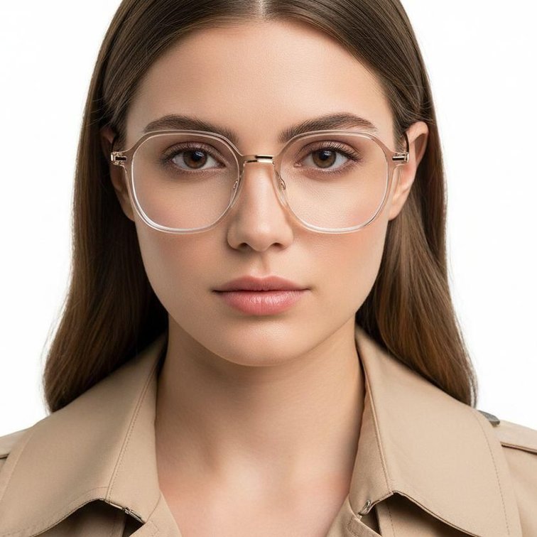 Gafas geométricas de titanio marrón #BS0218-0242