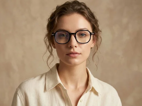 Lunettes rectangulaires en titane noir #BS0218-0243