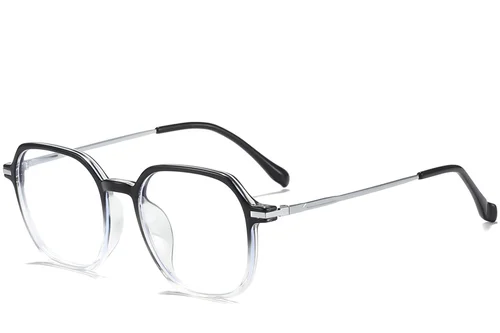 Lunettes rectangulaires en titane noir #BS0218-0244
