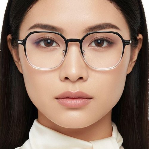 Lunettes rectangulaires en titane noir #BS0218-0244