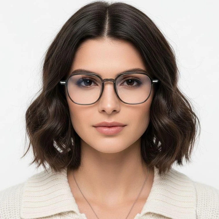 Lunettes rectangulaires en titane vert #BS0218-0245