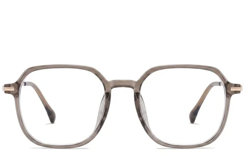Lunettes rectangulaires en titane brun #BS0218-0247