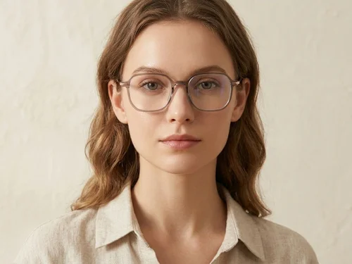 Lunettes rectangulaires en titane brun #BS0218-0247