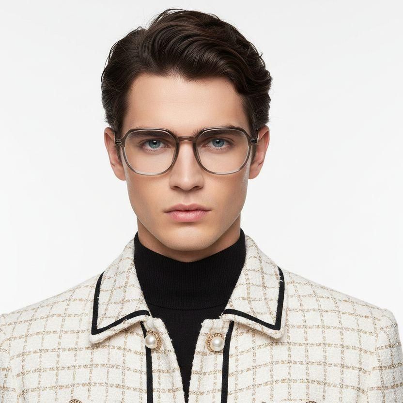 Rectangular Brown Titanium Glasses #BS0218-0247