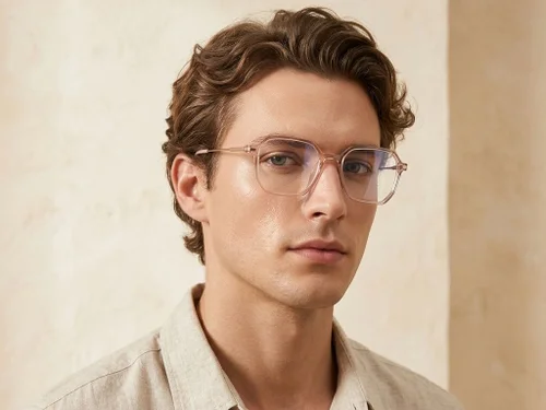 Lunettes rectangulaires en titane brun #BS0218-0249