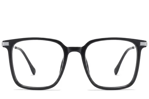 Lunettes rectangulaires en titane noir #BS0218-0250