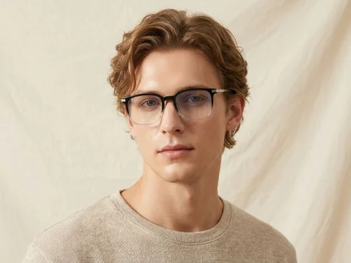 Lunettes rectangulaires en titane noir #BS0218-0251