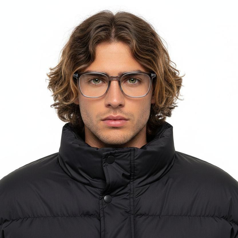 Gafas rectangulares de titanio gris #BS0218-0253