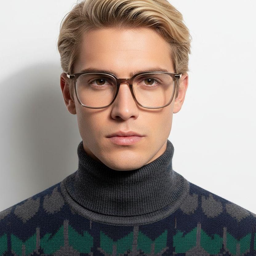 Rectangular Brown Titanium Glasses #BS0218-0254