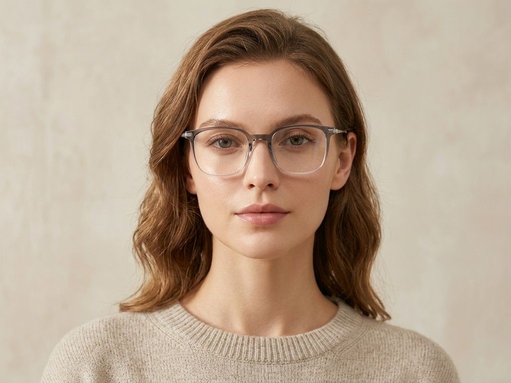 Gafas rectangulares de titanio gris #BS0218-0255